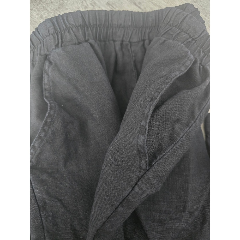Sady & Lu Women's Linen Pants Black Elastic Waist Casual Relaxed Medium Ankle - Picture 7 of 7